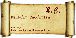 Milkó Cecília névjegykártya