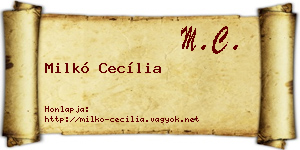 Milkó Cecília névjegykártya